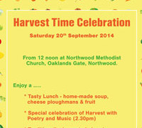 Harvest Time Celebration Saturday 20th September 2014