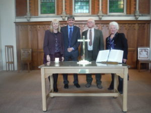 Julia Hassard and her husband and John Chapman and his wife at the dedication of the table.